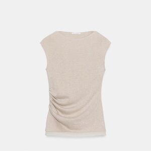 Zara Cream Short Sleeve Top